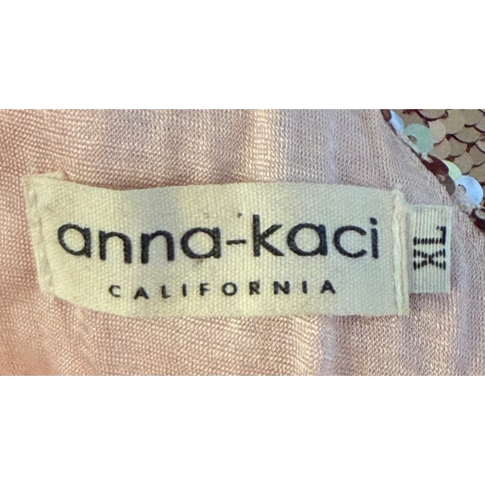 Anna-Kaci Rose Gold Sequin Cami Top Sparkle & Shine Racerback Tank XL - Picture 3 of 5